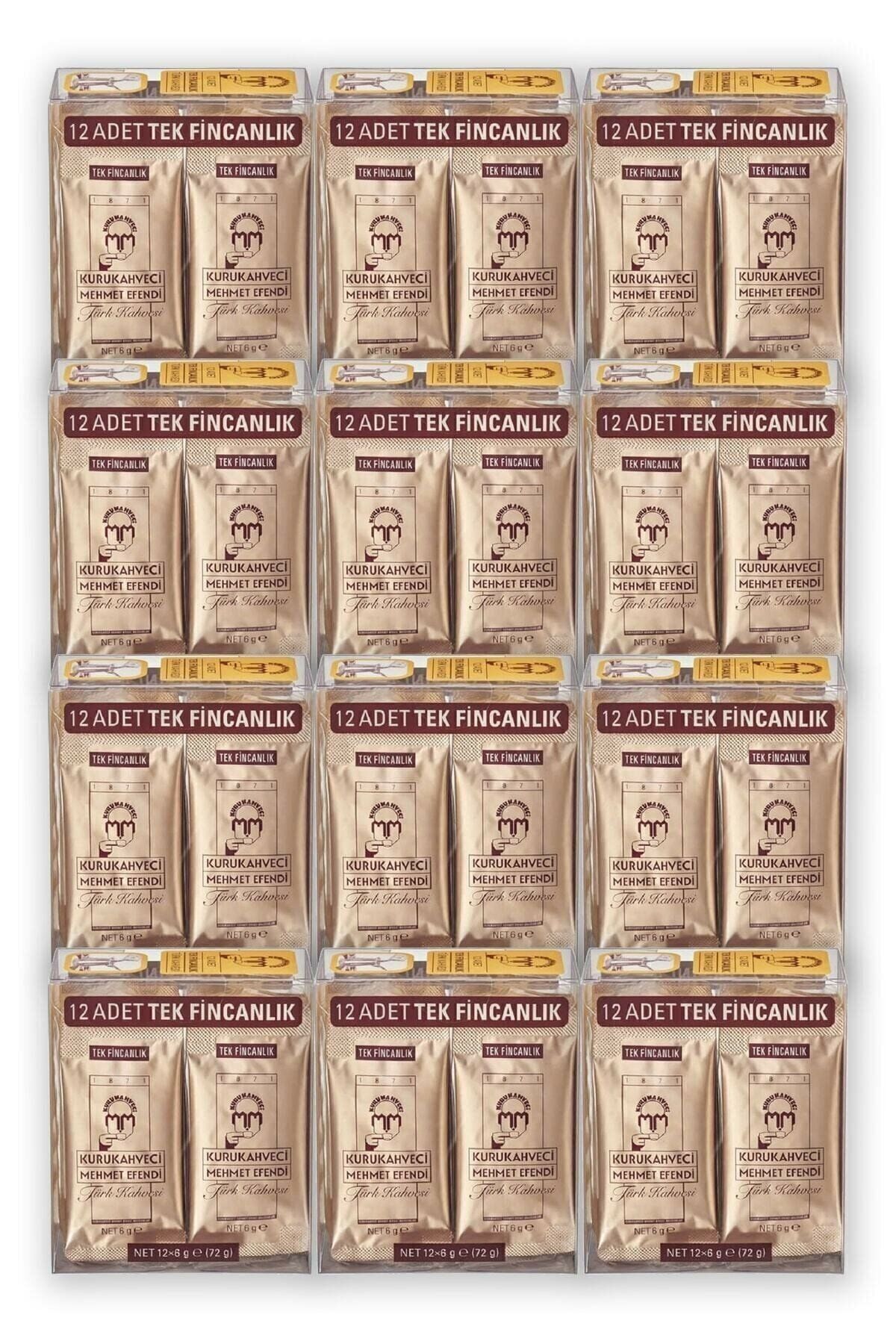 Mehmet Efendi Tek Fincalık Türk Kahvesi 6 gr x 12 Adet x 12 Paket