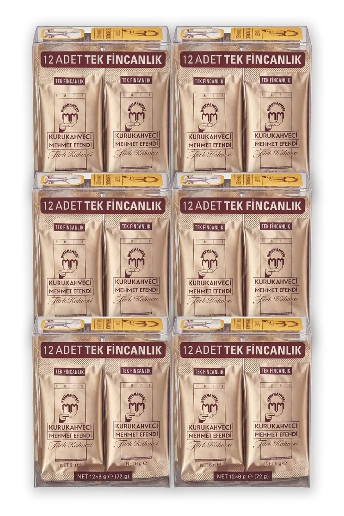 Mehmet Efendi Tek Fincalık Türk Kahvesi 6 gr x 12 Adet x 6 Paket