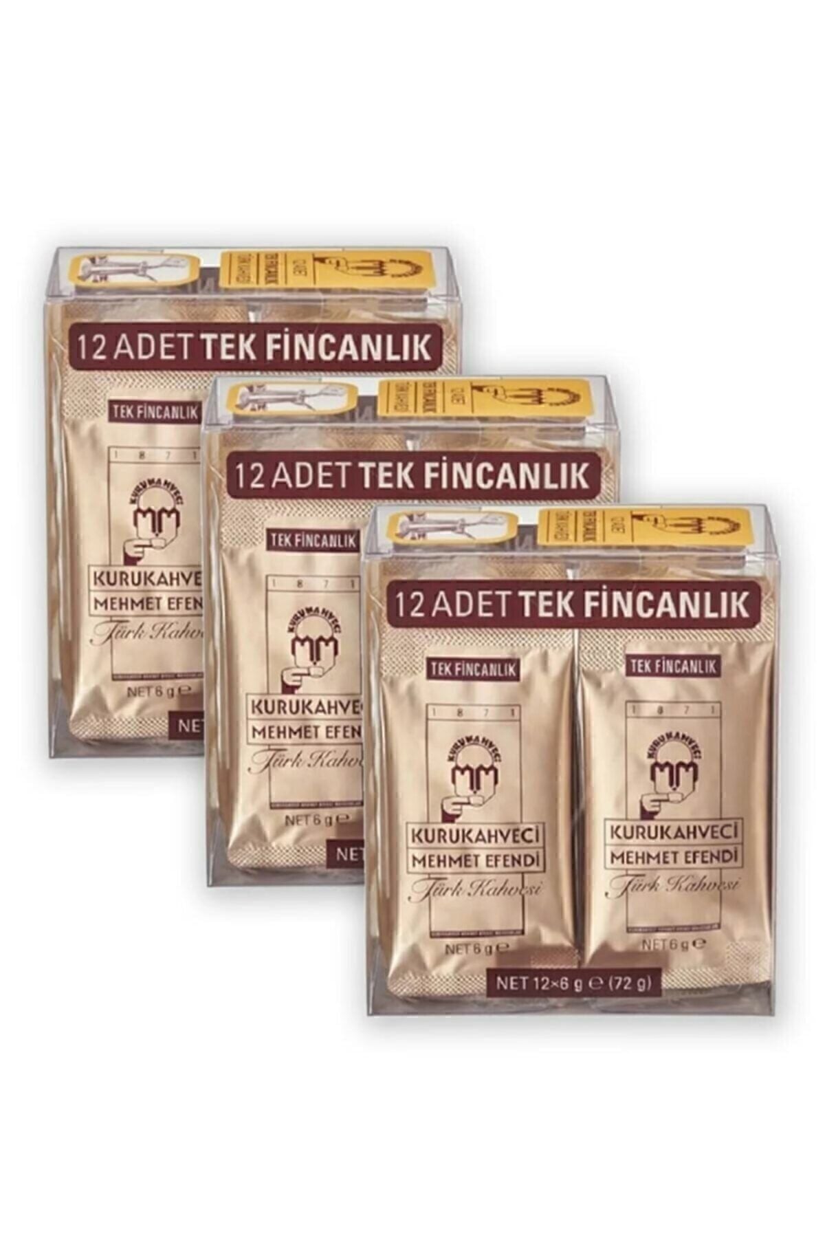 Mehmet Efendi Tek Fincalık Türk Kahvesi 6 gr x 12 Adet x 3 Adet
