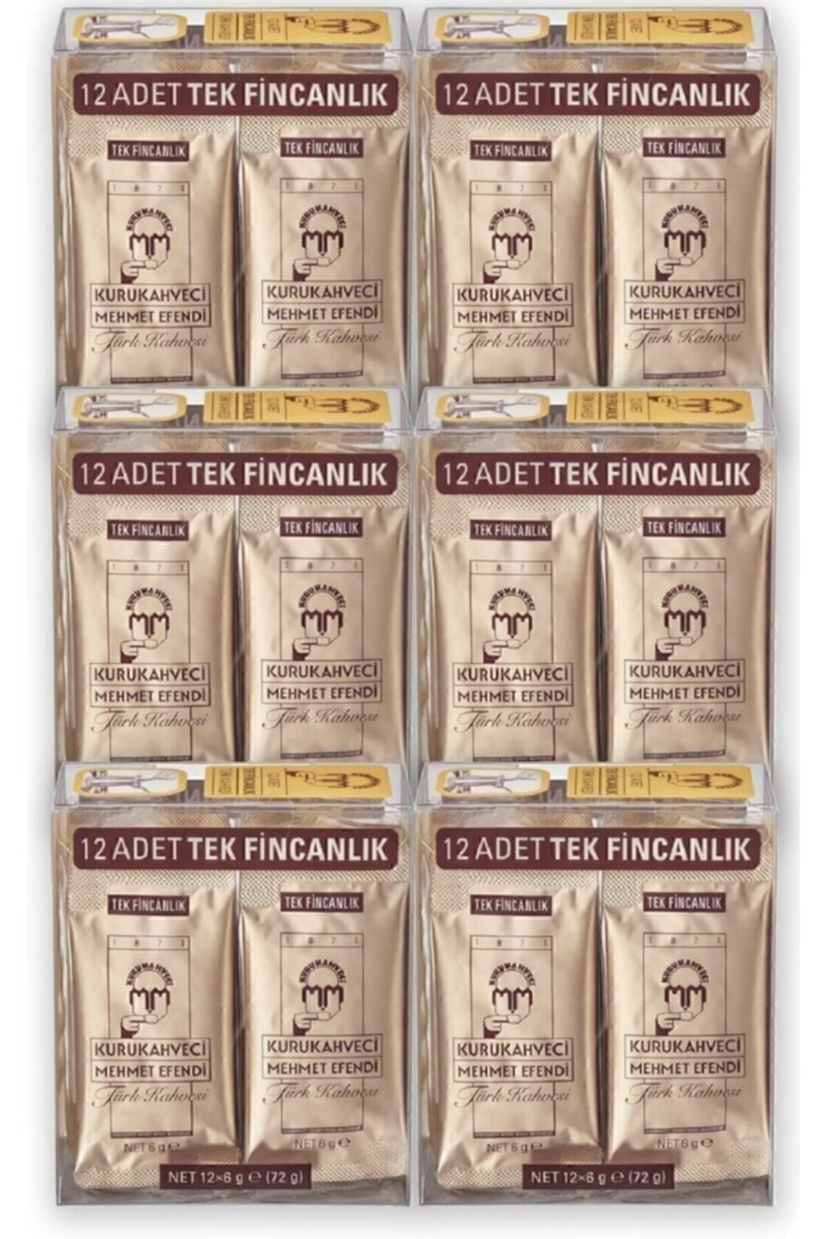 Mehmet Efendi Tek Fincalık Türk Kahvesi 6 gr x 12 Adet x 6 Paket