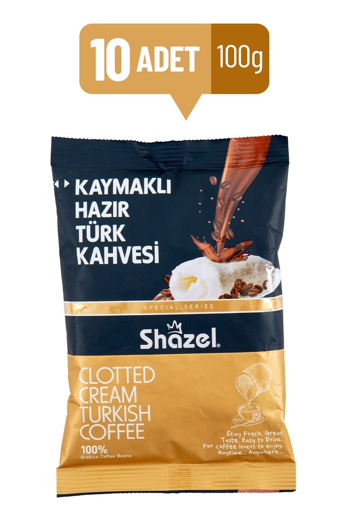 Shazel Kaymaklı Hazır Türk Kahvesi 100 gr x 10 Adet