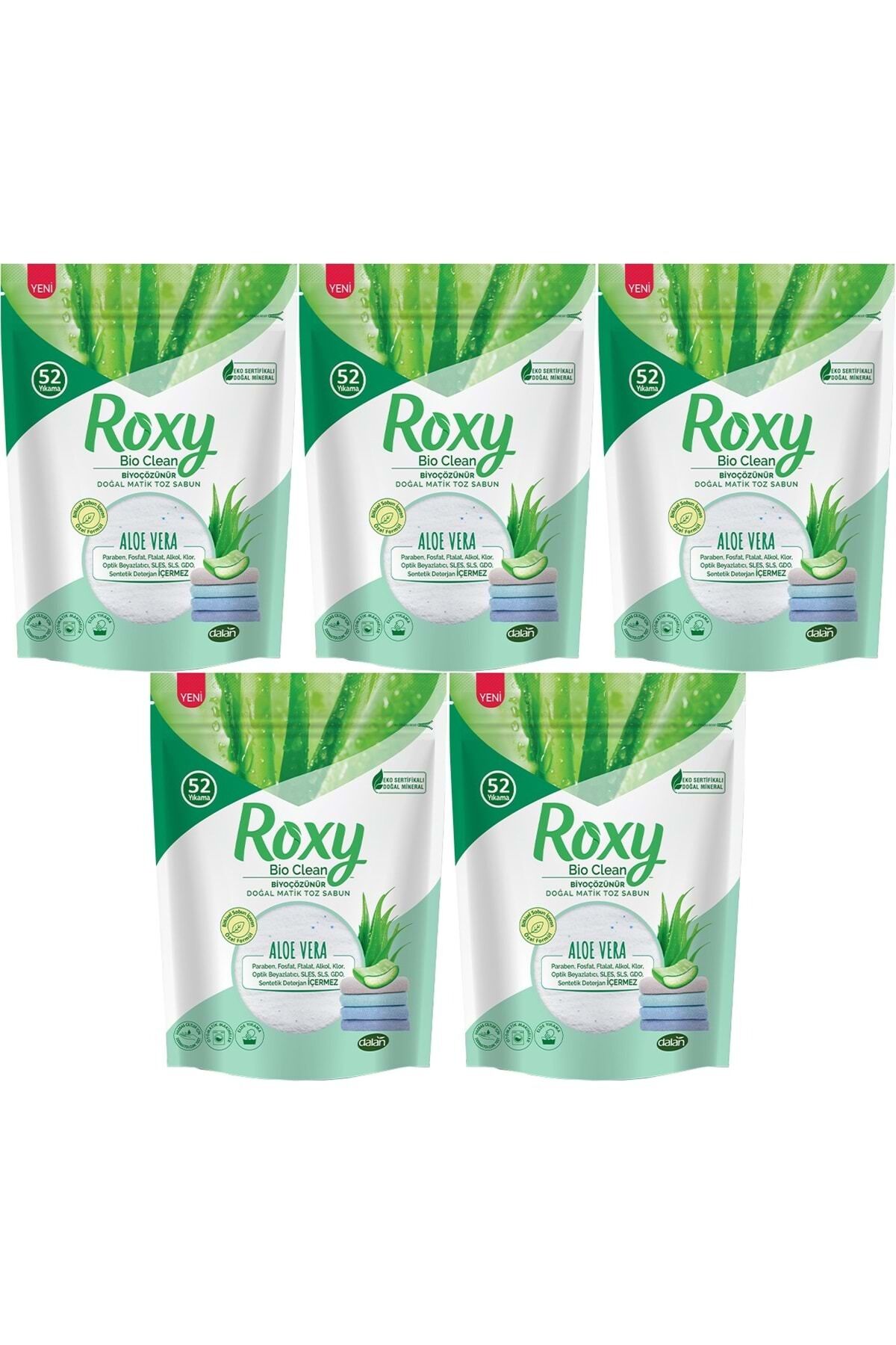 Roxy Bio Clean Matik Sabun Tozu 1.6Kg Aloe Vera (5 Li Set) (260 Yıkama)