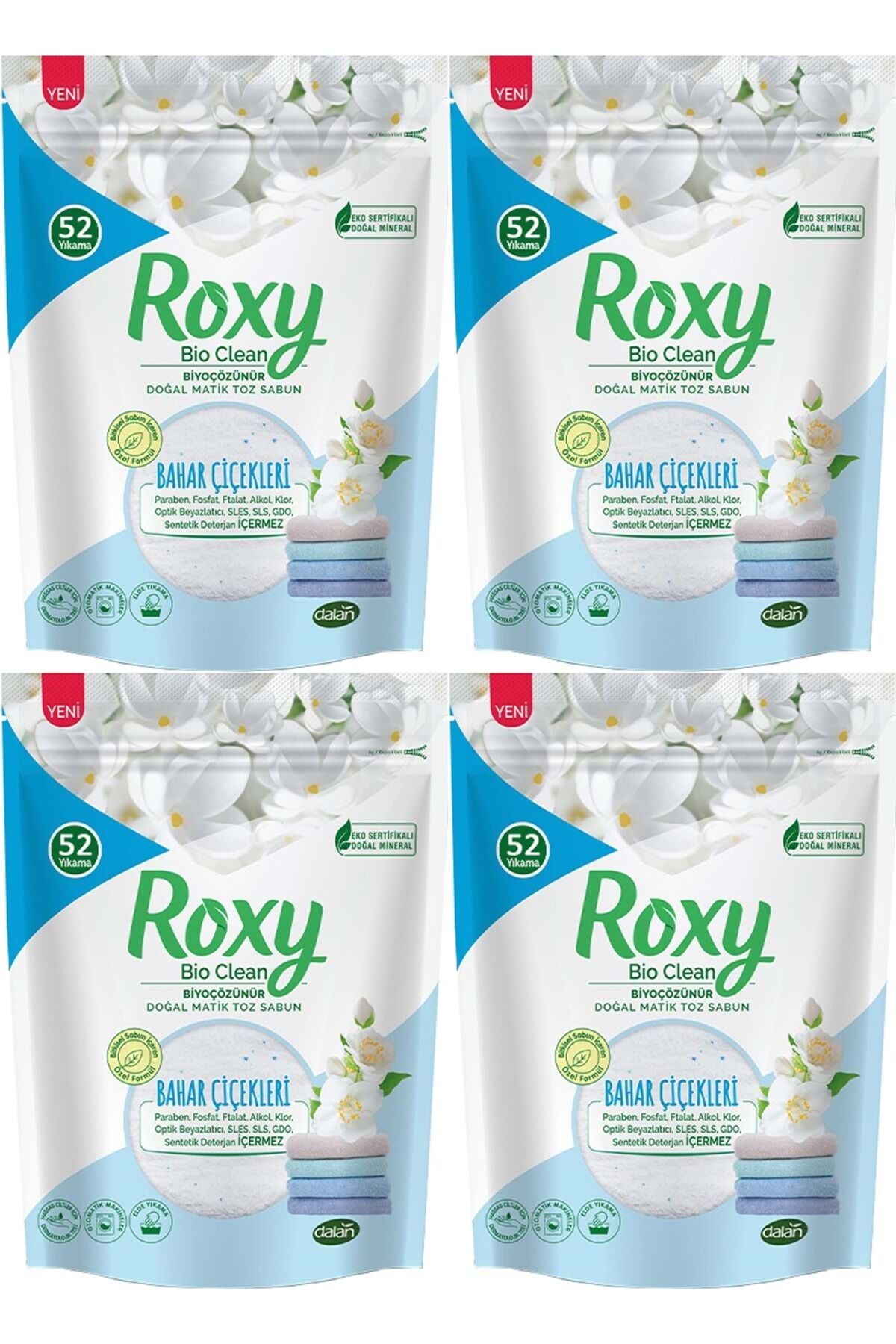 Roxy Bio Clean Matik Sabun Tozu 1.6kg Bahar Çiçekleri (4 Lü Set) (208 Yıkama)