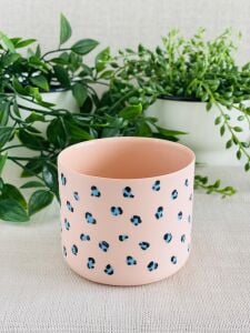 Piavol Seramik Pembe Üzerine Mavi Benekli Bardak