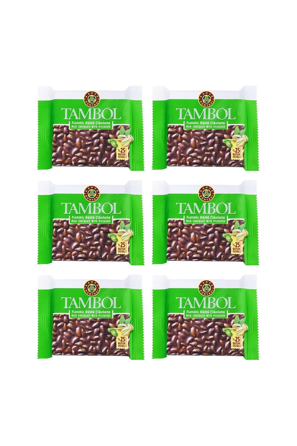 Tambol Antep Fıstıklı Sütlü Çikolata 77 gr x 6 Adet