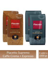 Piacetto Cafe Crema ve Espresso Supremo Çekirdek Kahve Tanışma Paketi 1 kg x 4 Adet