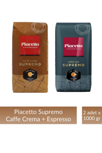 Piacetto Cafe Crema ve Espresso Supremo Çekirdek Kahve Tanışma Paketi 1 kg x 2 Adet