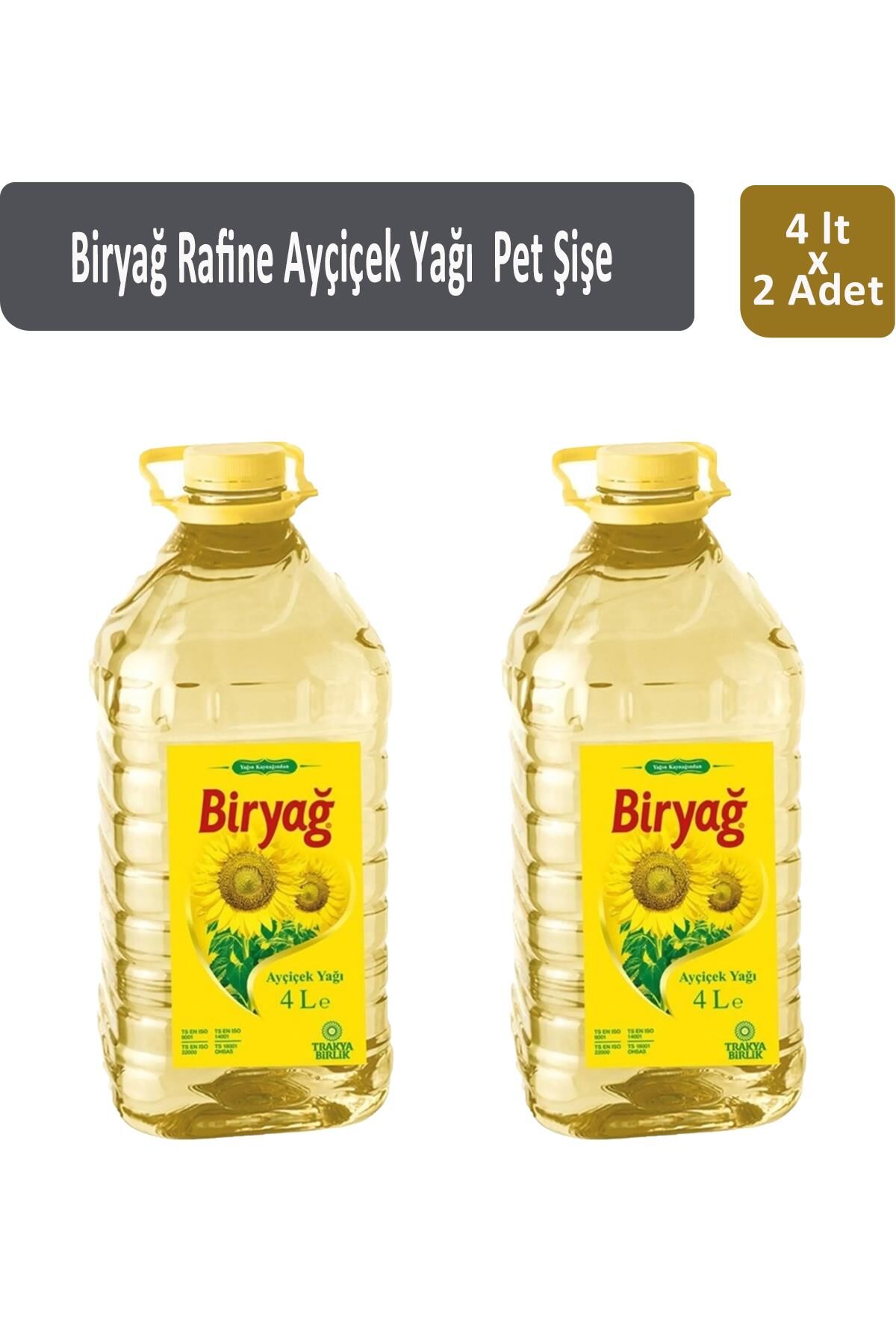 Biryağ Rafine Ayçiçek Yağı Pet Şişe 4 lt x 2 Adet