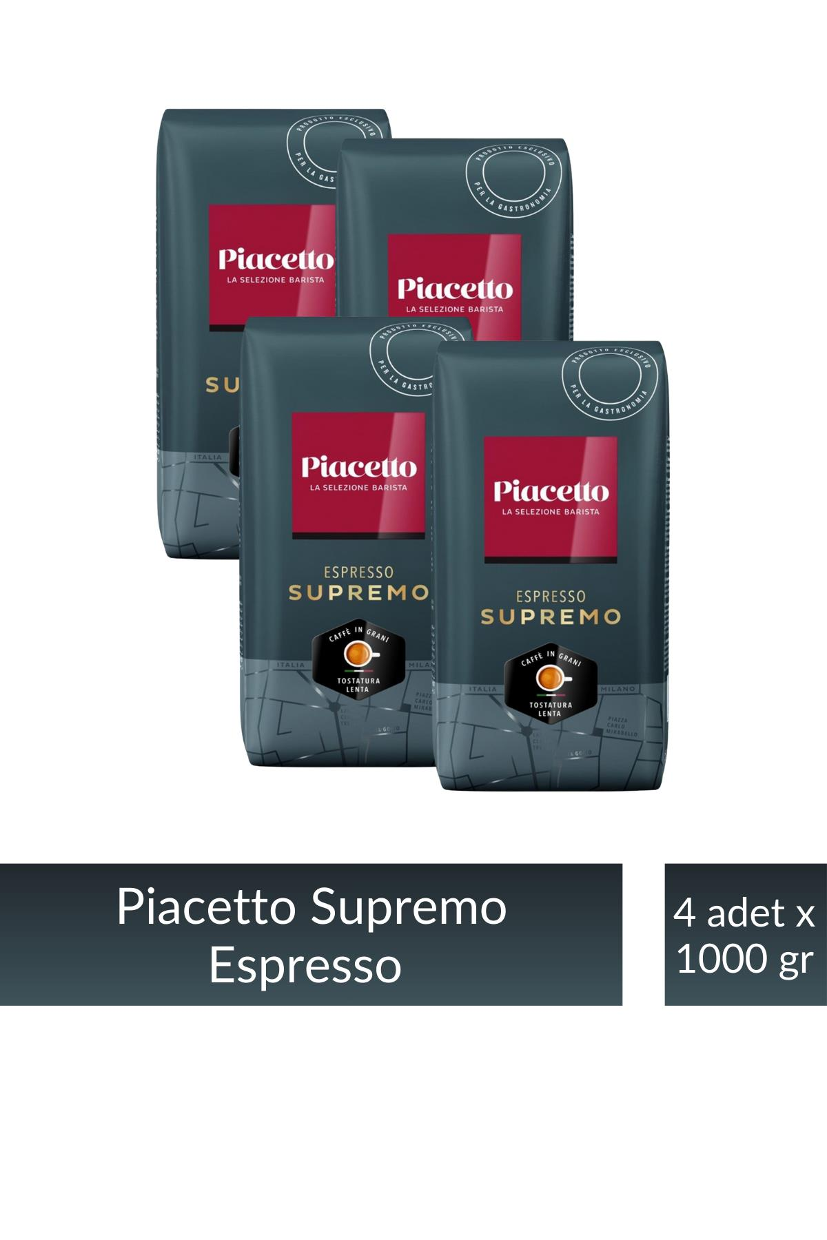 Piacetto Espresso Supremo Çekirdek Kahve 1 kg x 4 Adet