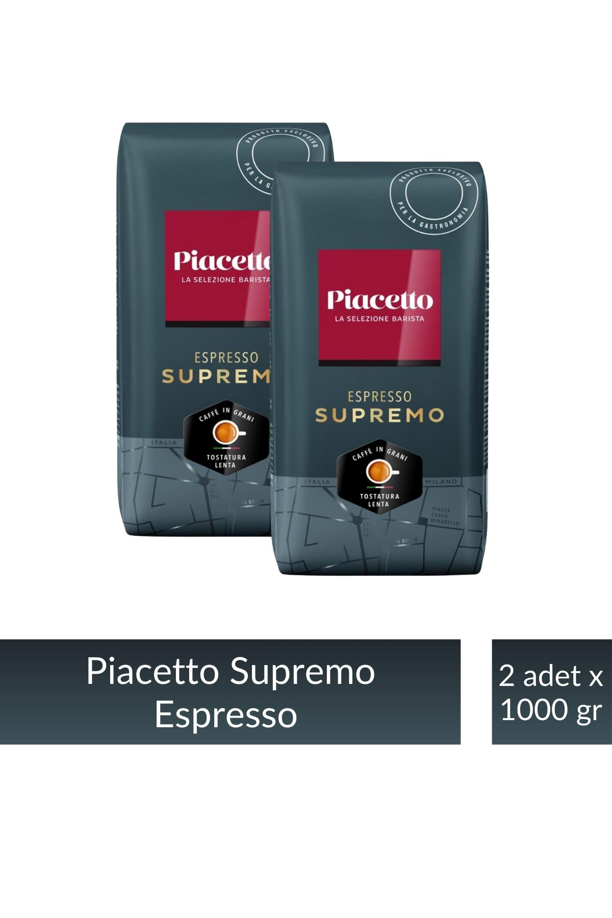 Piacetto Espresso Supremo Çekirdek Kahve 1 kg x 2 Adet