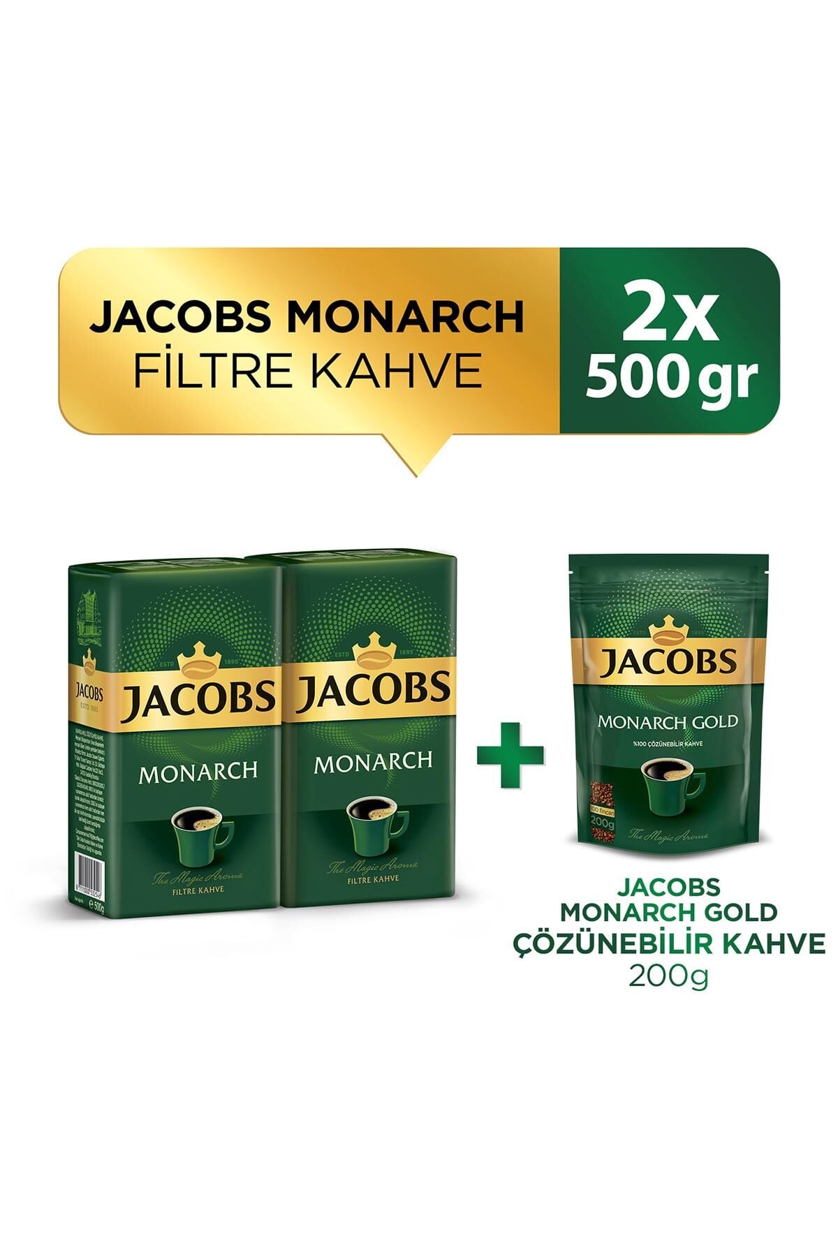 Jacobs Monarch Filtre Kahve 500 gr x 2 Adet + Jacobs Monarch Filtre Kahve 200 gr