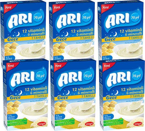 Arı Mama Gece 250 gr 6lı Paket 7 Tahıllı Sütlü Pirinç Unu