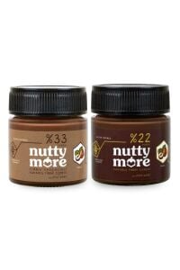 Nutty More %22 Kakaolu Fındık Ezmesi 200 gr + %33 Fındık Parçacıklı Kakaolu Fındık Ezmesi 200 gr