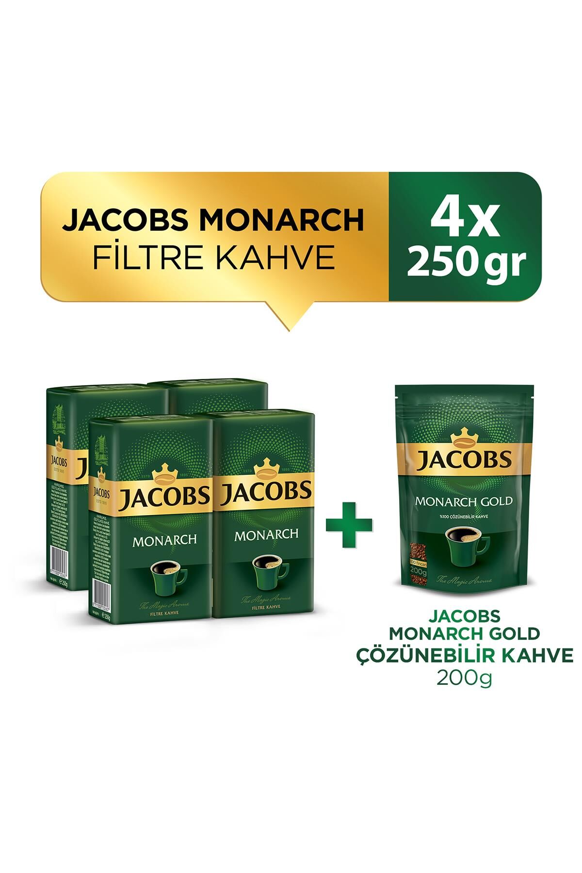 Jacobs Monarch Filtre Kahve 250 gr x 4 Adet + Jacobs Monarch Filtre Kahve 200 gr