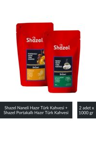Shazel Naneli Hazır Türk Kahvesi 1000 gr + Shazel Portakallı Hazır Türk Kahvesi 1000 gr