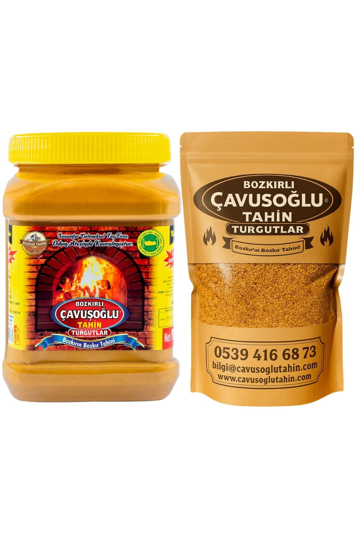 Odun Ateşinde Kavrulmuş Kepeksiz Bozkır Tahini 930g + Odun Ateşinde Kavrulmuş Susam 1000g