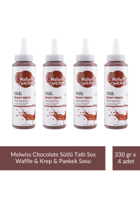 Melwiss Chocolate Sütlü Tatlı Sos 330 gr- Waffle & Krep & Pankek Sosu x 4 Adet