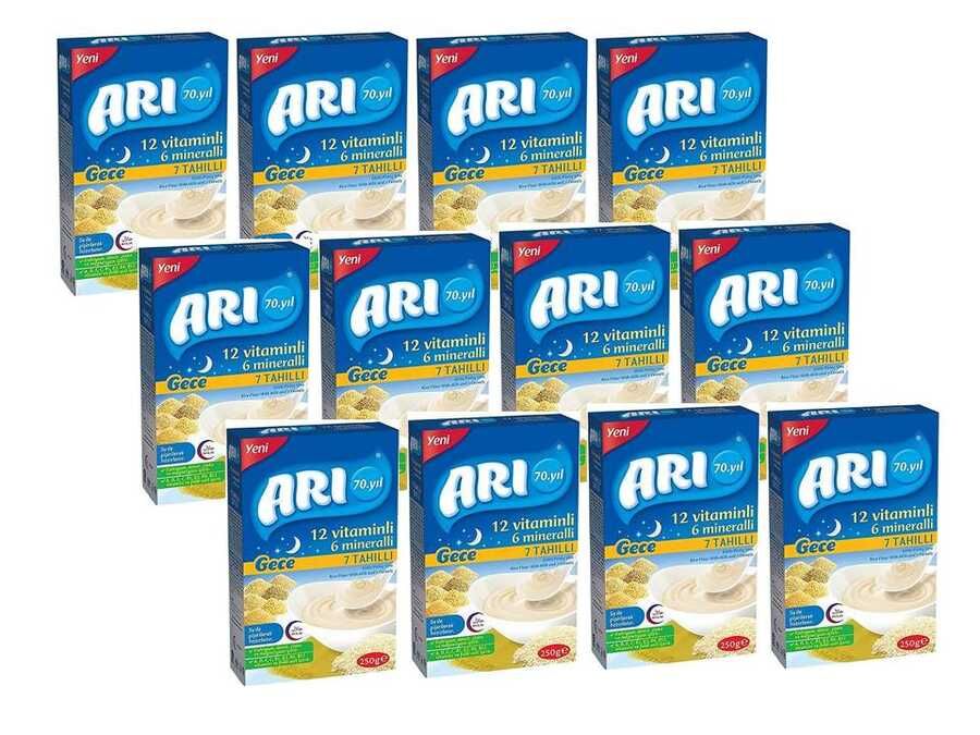 Arı Mama Gece 250 Gr x 12li Paket 7 Tahıllı Sütlü Pirinç Unu_TY