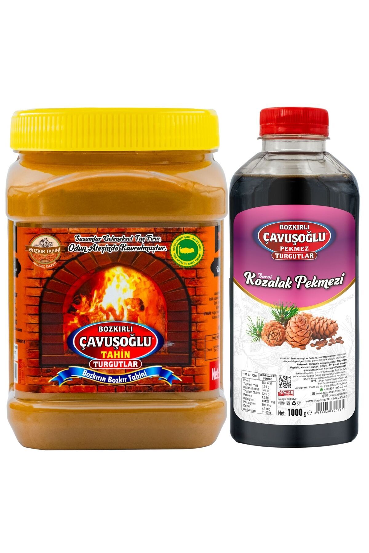 Odun Ateşinde Kepekli Bozkır Tahini 930g + Kozalak Pekmezi 1000g