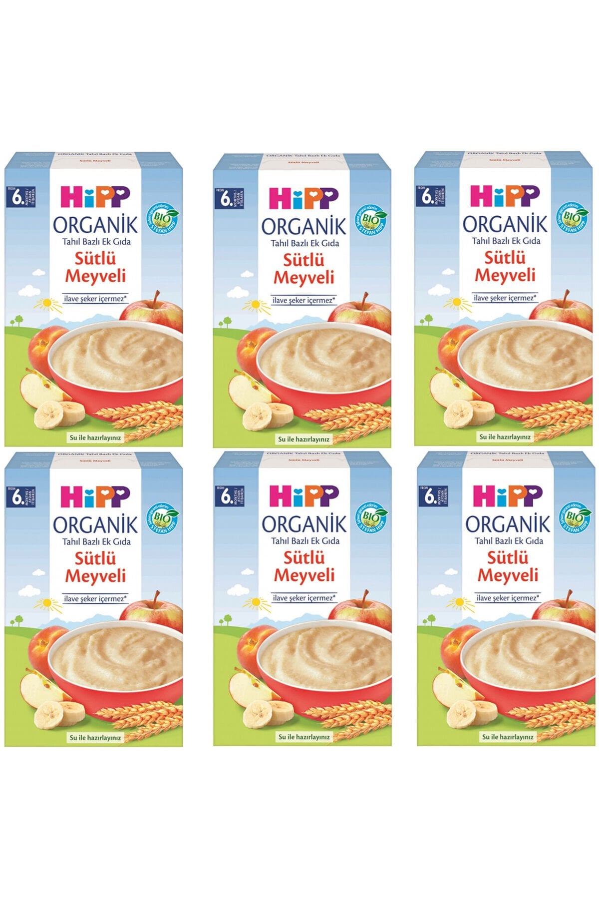 Organik Sütlü Meyveli Tahıl Bazlı Ek Gıda 250gr 6 Lı Paket