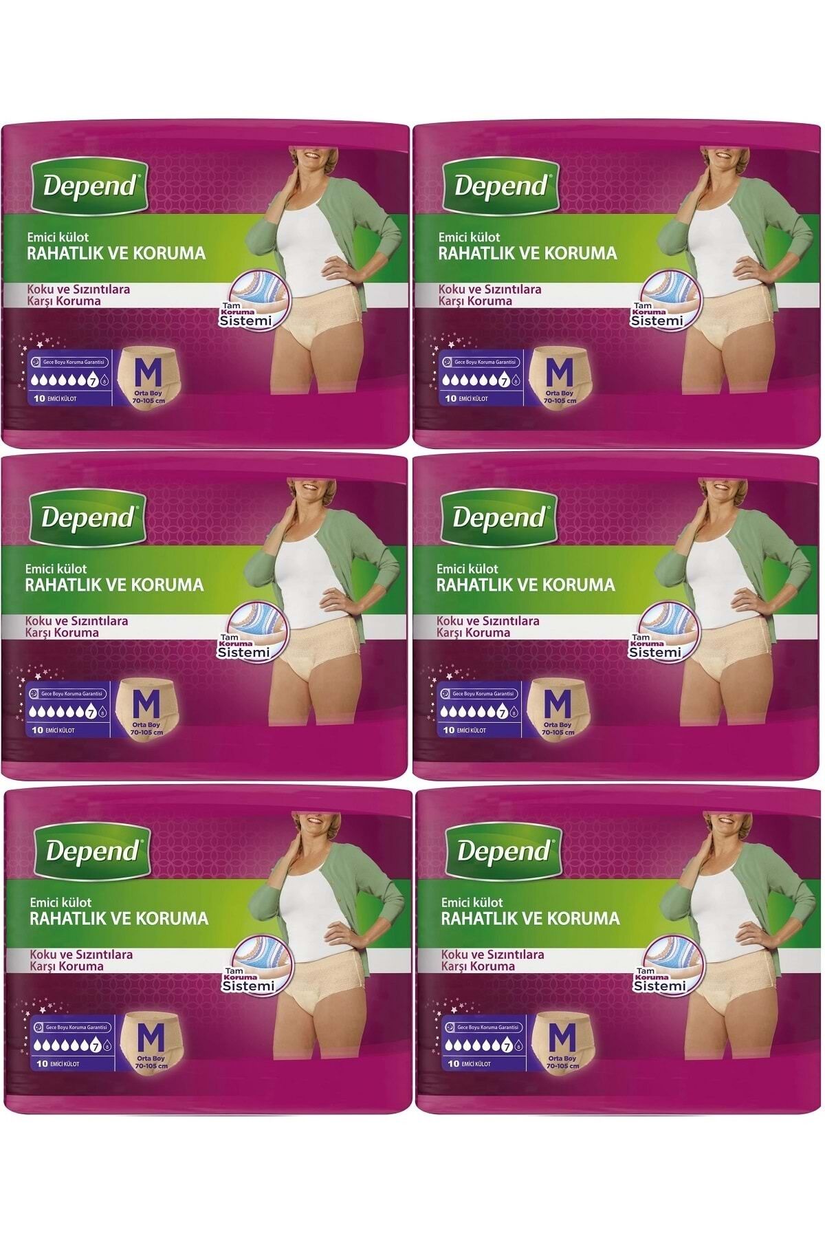 Depend Emici Külot Yetişkin Bezi Medium - Orta Kadın 60 Adet (6PK*10)