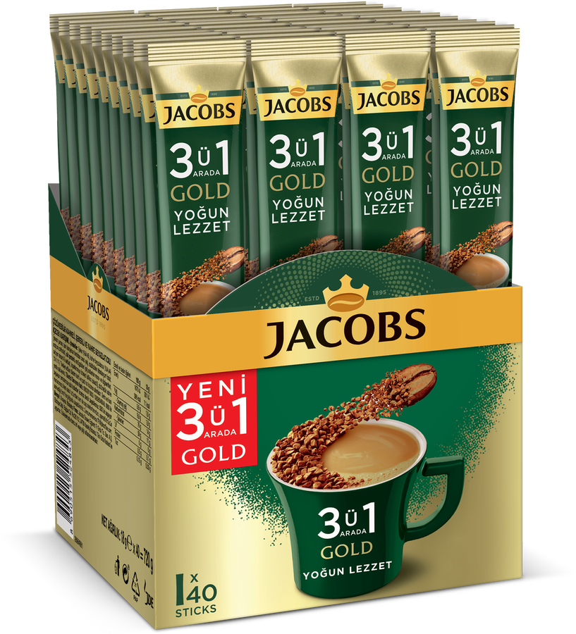 Jacobs 3ü1 Arada Gold Kahve Karışımı Yoğun Lezzet 40 Adet