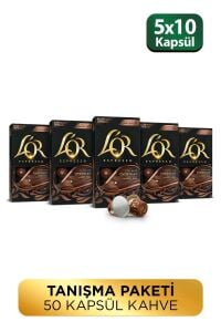 L'OR - Çikolata Aromalı Nespresso Uyumlu 10 Adet Alüminyum Kapsül Kahve x 5 Adet