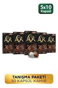 L'OR - Çikolata Aromalı Nespresso Uyumlu 10 Adet Alüminyum Kapsül Kahve x 5 Adet
