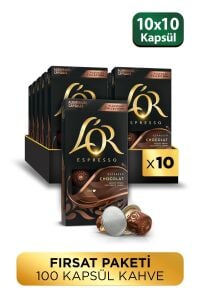 L'OR - Çikolata Aromalı Nespresso Uyumlu 10 Adet Alüminyum Kapsül Kahve x 10 Adet