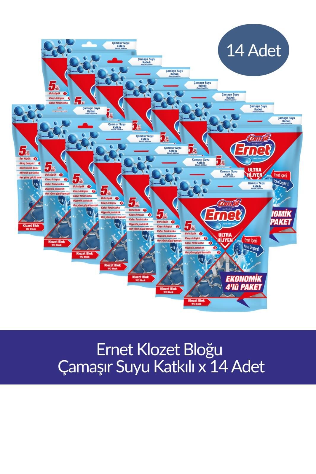 Ernet Klozet Bloğu Çamaşır Suyu Katkılı 4lü Paket x 14 Adet