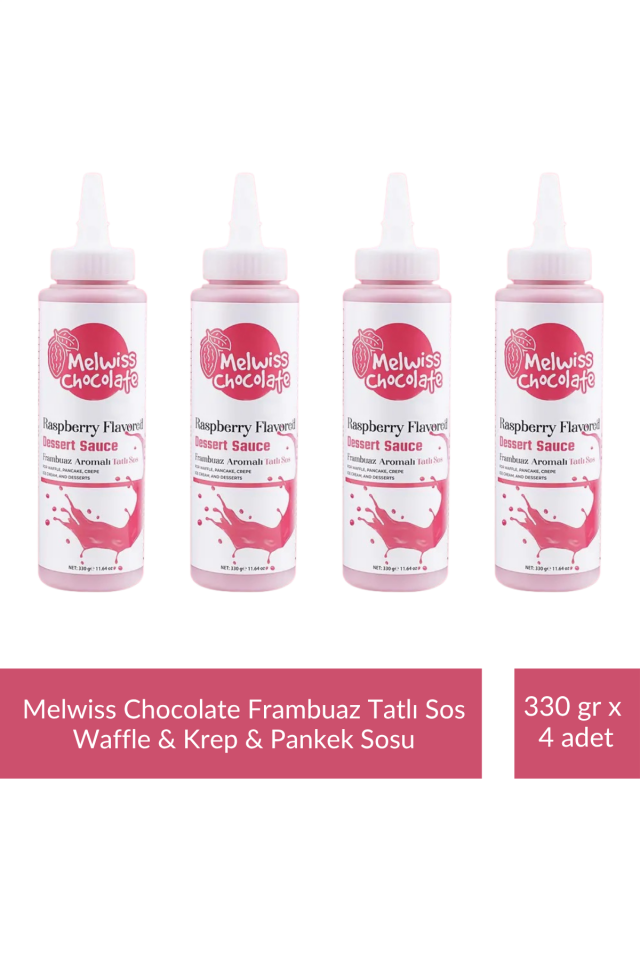 Melwiss Chocolate Frambuaz Aromalı Tatlı Sos 330 G - Waffle & Krep & Pankek Sosu x 4 Adet