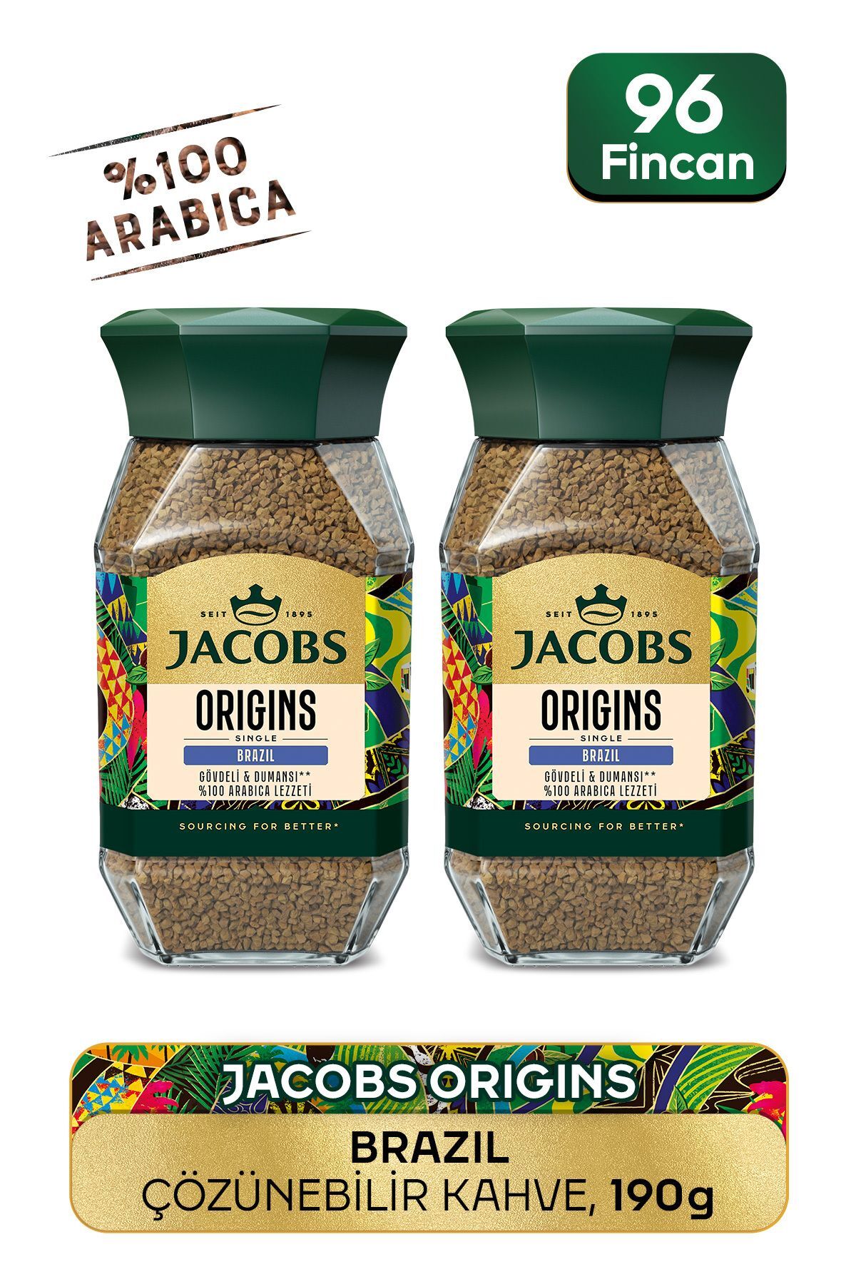 Origin Brazil Granül Kahve Cam Kavanoz 95 gr X 2 Adet