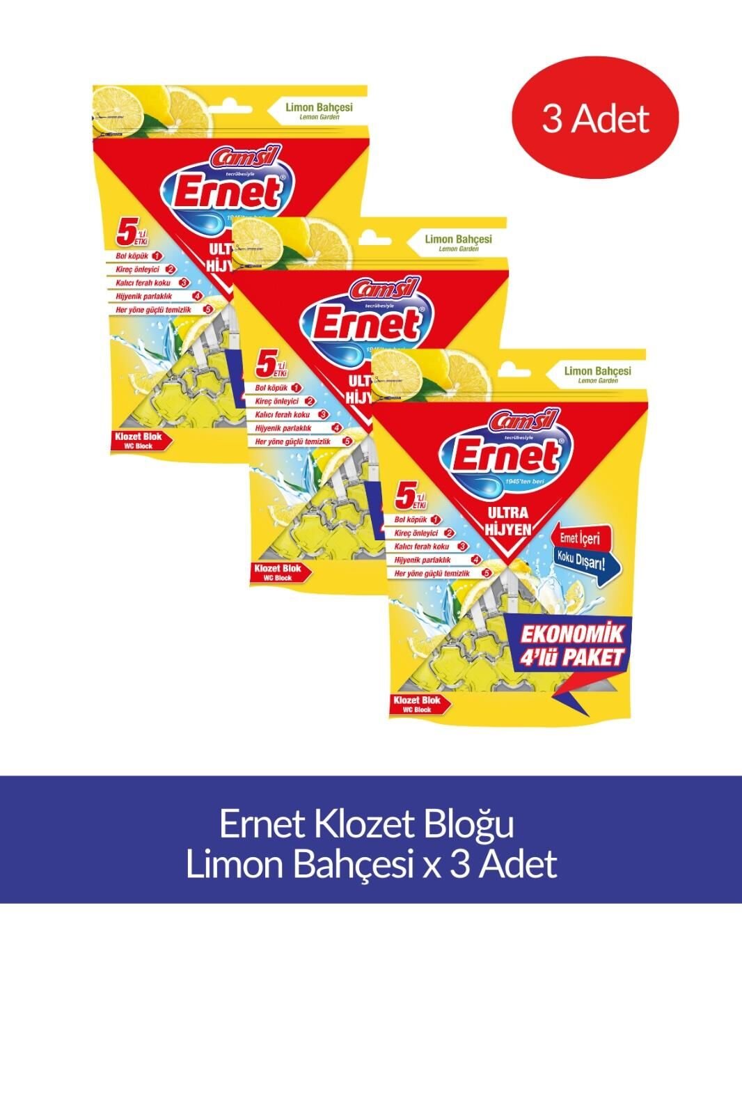 Ernet Klozet Bloğu Limon Bahçesi 4lü Paket x 3 Adet