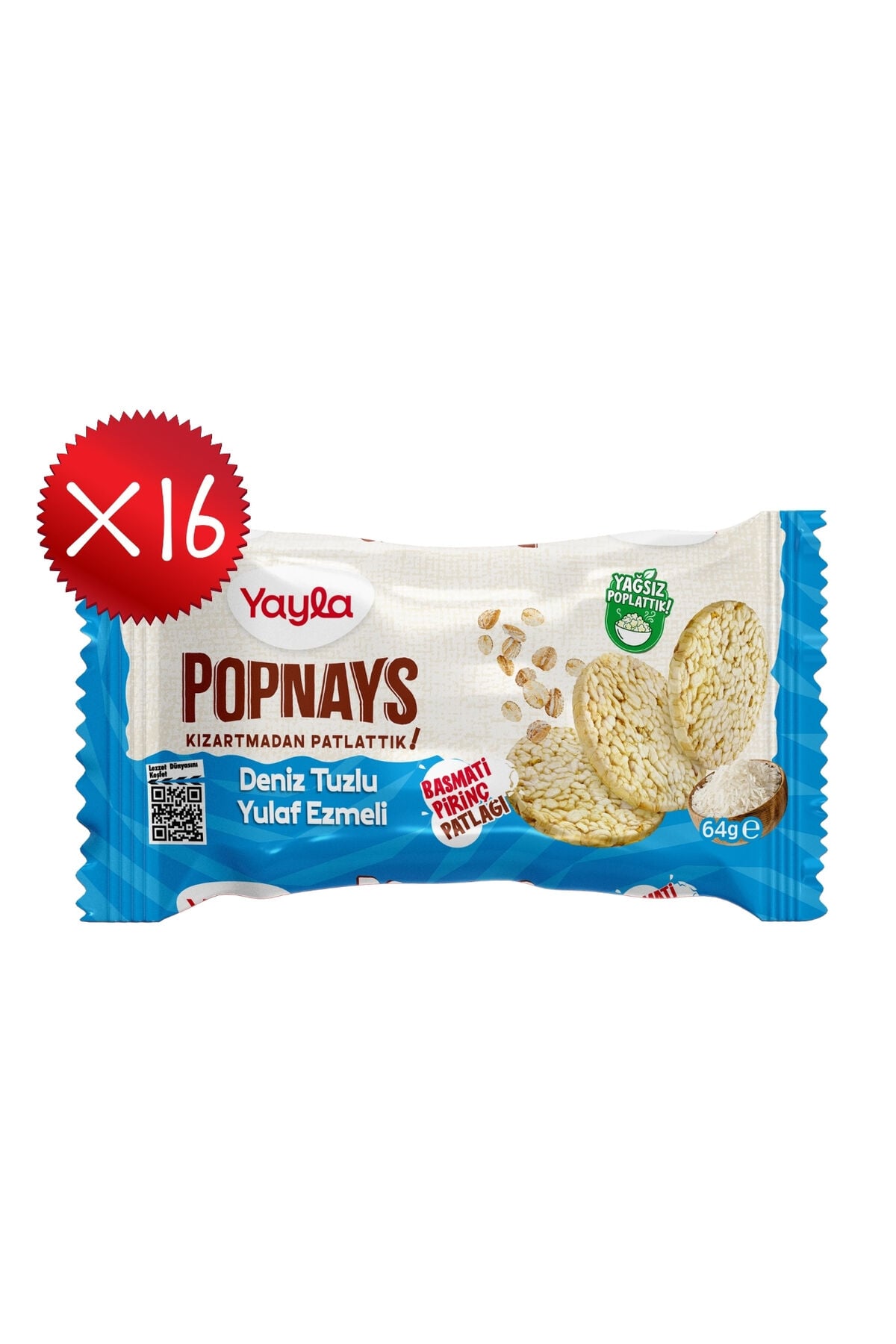 Yayla Popnays Deniz Tuzlu Yulaf Ezmeli Basmati Pirinç Patlağı 64 g x16