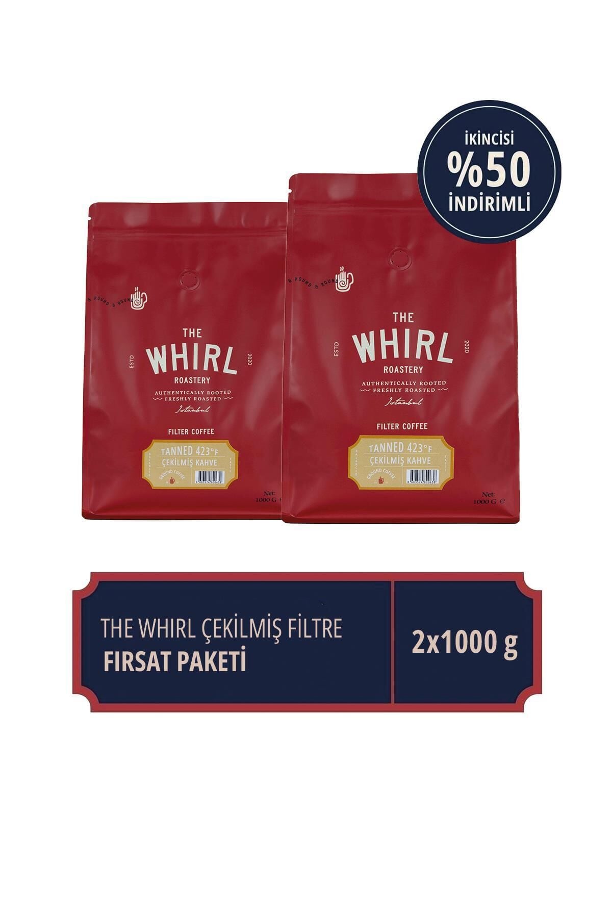 The Whirl Filtre Tanned 423°F Çekilmiş Kahve 1 kg x 2 Adet