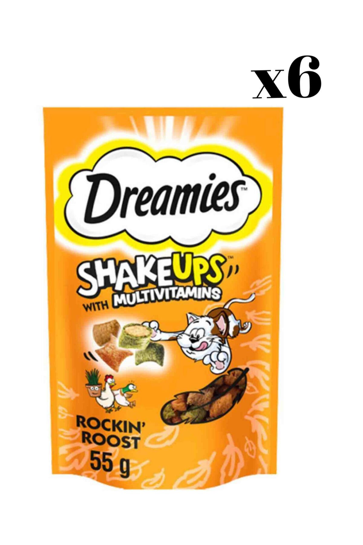 Dreamies ShakeUps Tavuklu ve Ördekli Kedi Ödül Bisküvisi 55gr x 6 Adet