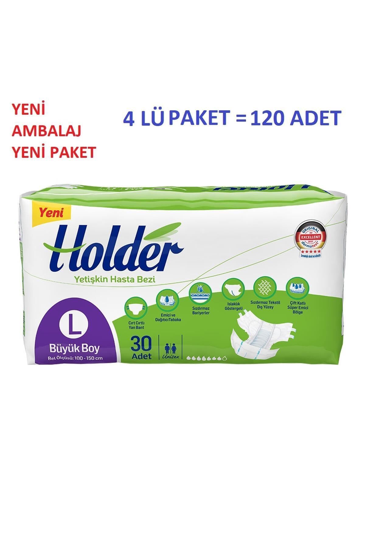 Holder Yetişkin Belbantlı Hasta Bezi Large 30 x 4 Adet