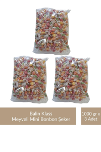 Balin Poşet Klass Meyveli Mini Bonbon Şeker 1000 gr x 3 Adet