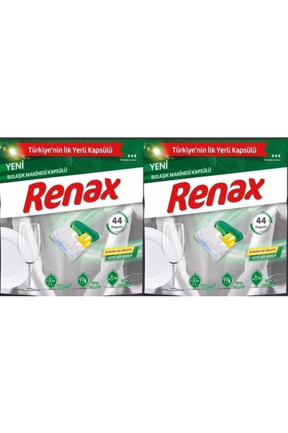 Renax Bulaşık Makinesi Kapsülü Hepsi Bir Arada 44 Lü X 2 Adet