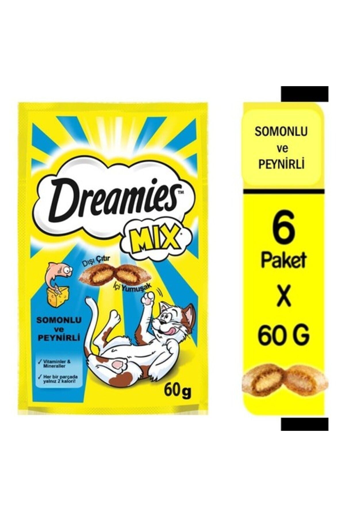 Dreamies Mix Somonlu Ve Peynirli Kedi Ödül Bisküvisi 60 gr x 6 Adet