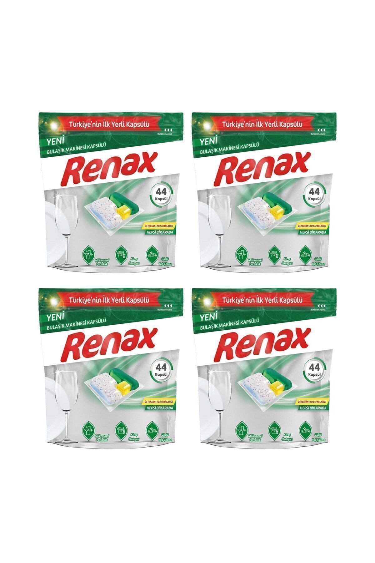 Renax Bulaşık Makinesi Kapsülü Hepsi Bir Arada 44 Lü x 4 Adet (176 Kapsül)