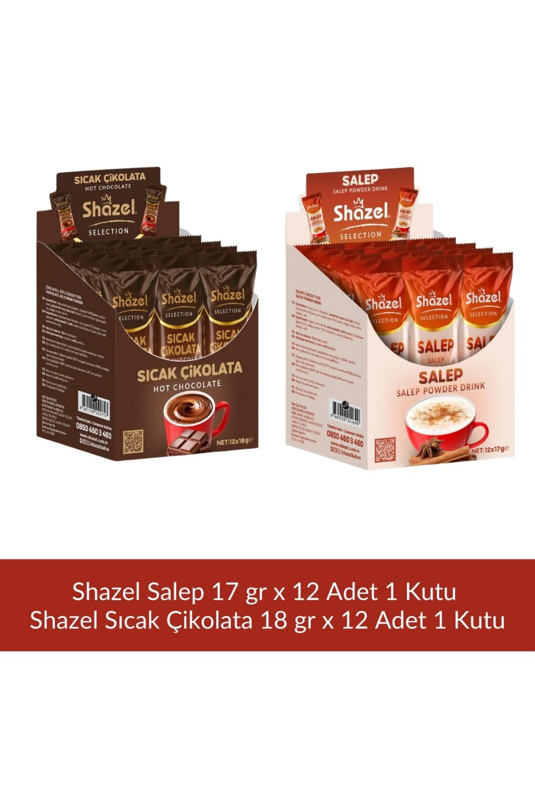 Shazel Salep 17 gr x 12 Adet + Shazel Sıcak Çikolata 18 gr x 12 Adet