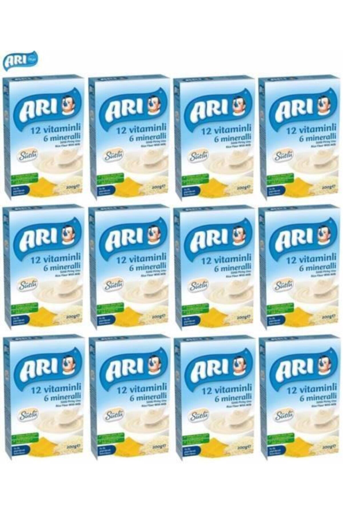 Arı Mama Sütlü Pirinç Unu 200gr 12 Vitaminli 6 Mineralli (12 Li)