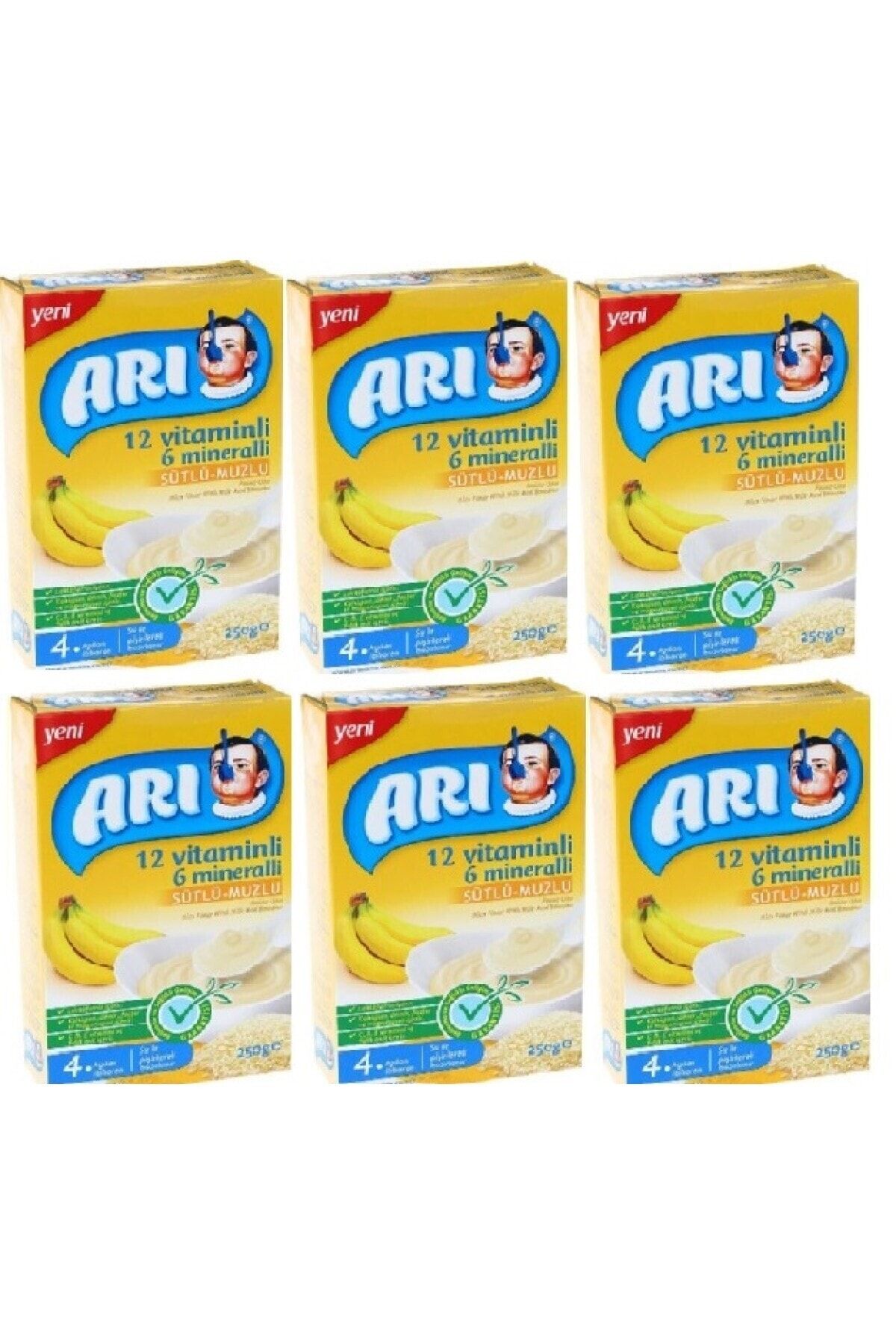 12 Vitaminli 6 Mineralli Sütlü Muzlu Pirinç Unu 250 gr 6'lı