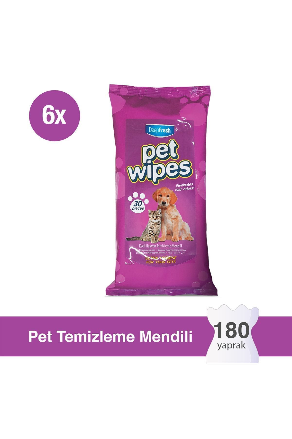 Pet Temizleme Mendili 6 x 30 Yaprak
