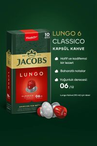 Jacobs Lungo 6 Classico Kapsül Kahve 10 x 5 Paket (50 Adet) Nespresso Uyumlu