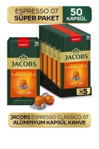 Jacobs Espresso 7 Classico Kapsül Kahve 10 x 5 Paket (50 Adet) Nespresso Uyumlu