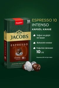 Jacobs Espresso 10 Intenso Kapsül Kahve 10 x 5 Paket (50 Adet) Nespresso Uyumlu