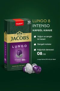 Jacobs Lungo Intenso 8 Kapsül Kahve 10 x 5 Paket (50 Adet) Nespresso Uyumlu