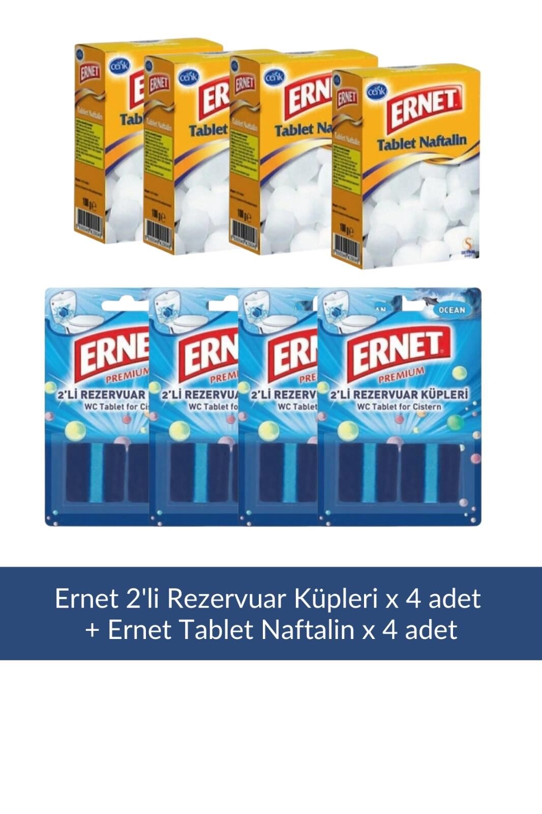 Naftalin 100 gr x 4 Adet + Rezervuar Küpleri 2'li x 4 Adet